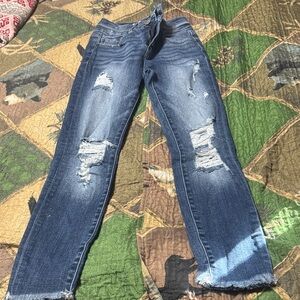 BKE Ripped Blue Skinny Jeans